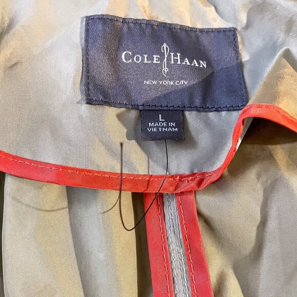 Cole Haan Womens Packable Hidden Hood Iridescent Trench Raincoat Jacket Womens L - Picture 10 of 15